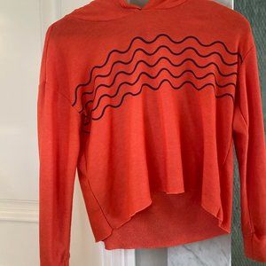 Chaser Lightweight Orange Sweater With Blue Waves On front. GREAT CONDITION